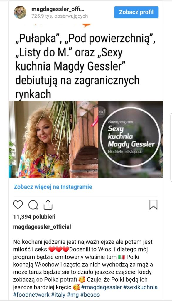 Magda Gessler i Włochy? Gwiazda TVN i "Kuchenne Rewolucje" podbija Włochy razem z Food Network Polska. Restauratorka pochwaliła się na portalu instagram