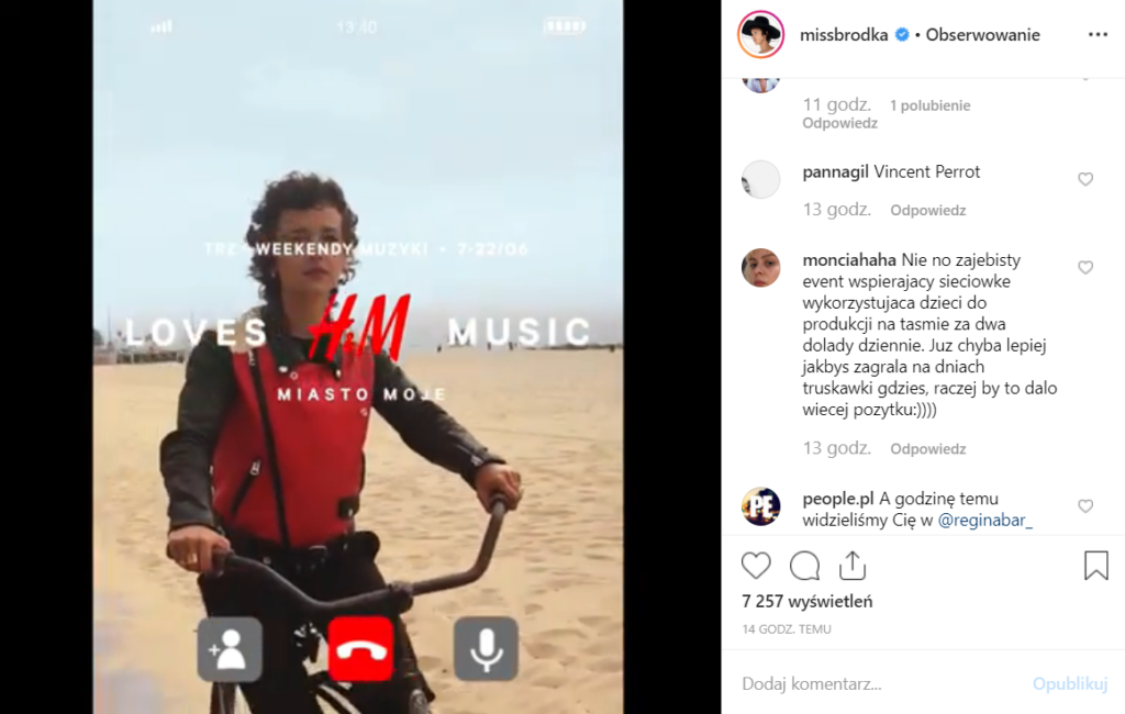 Wpadka, którą zaliczyła Monika Brodka rozwścieczyła fanów na Instagram. Piosenkarka, która karierę rozpoczynała w Idol(Polsat), bierze udział w reklamie H&M
