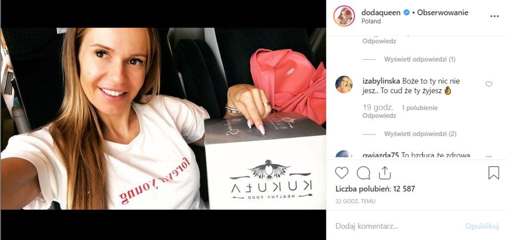 Doda (Dorota Rabczewska) powiedziała na Instagram jaka jest jej dieta. Ile waży Doda? Jaki wpływ na nią mają ostatnie oskarżenia o szantaż?