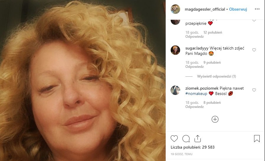 Magda Gessler znana z programu TVN Kuchenne Rewolucje postanowiła pokazać się na Instagram bez makijażu. Jej zdjęcie robi furorę w sieci