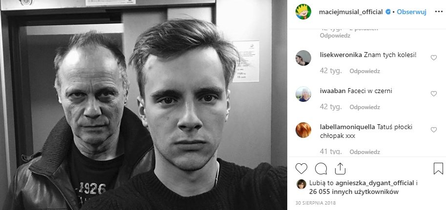 MAciej Musiał ujawnił kim jest jego ojciec, okazuje się że to Andrzej Musiał. Odtwórca jednej z rol w Rodzinka.pl dodal foto na instagram