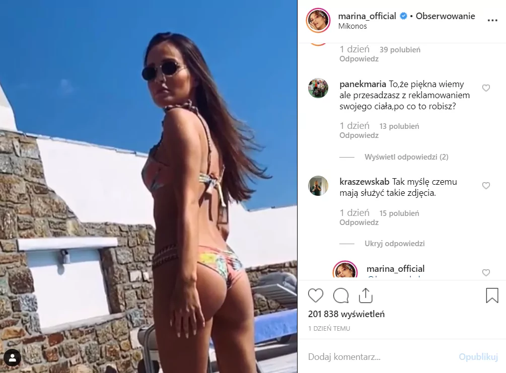 Marina Łuczenko pozuje prawie nago na portalu Instagram, pokazuje idealne ciało, a niedawno urodziła dziecko. Co na to Wojtek Szczęsny mąż Mariny Łuczenko?