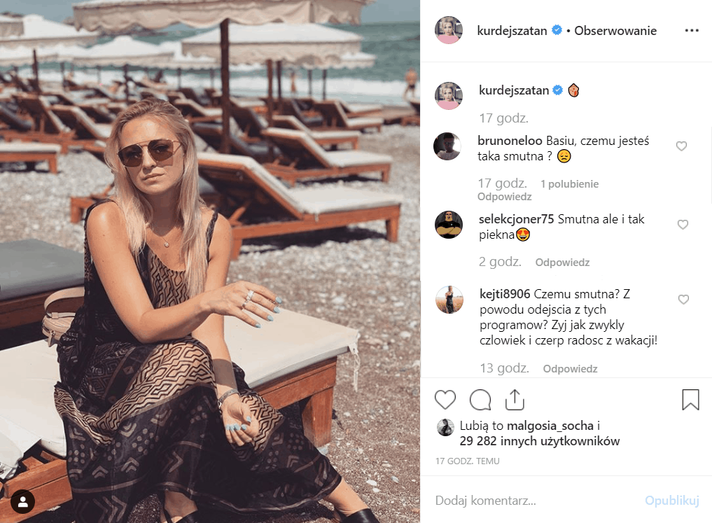 Kurdej szatan (M jak miłość, TVP), czy męczy ją depresja? Na Instagram wygląda na smutną, czy to przez zwolnienie z The Voice of Poland?