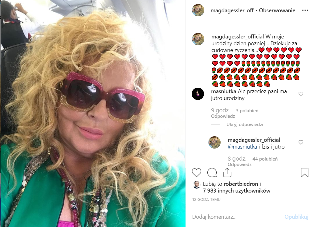 Magda Gessler (Kuchenne rewolucje, TVN) właśnie obchodzi urodziny, fani zauważyli dziwne zachowanie, czy była pijana? Opublikowała zdjęcie na Instagram.