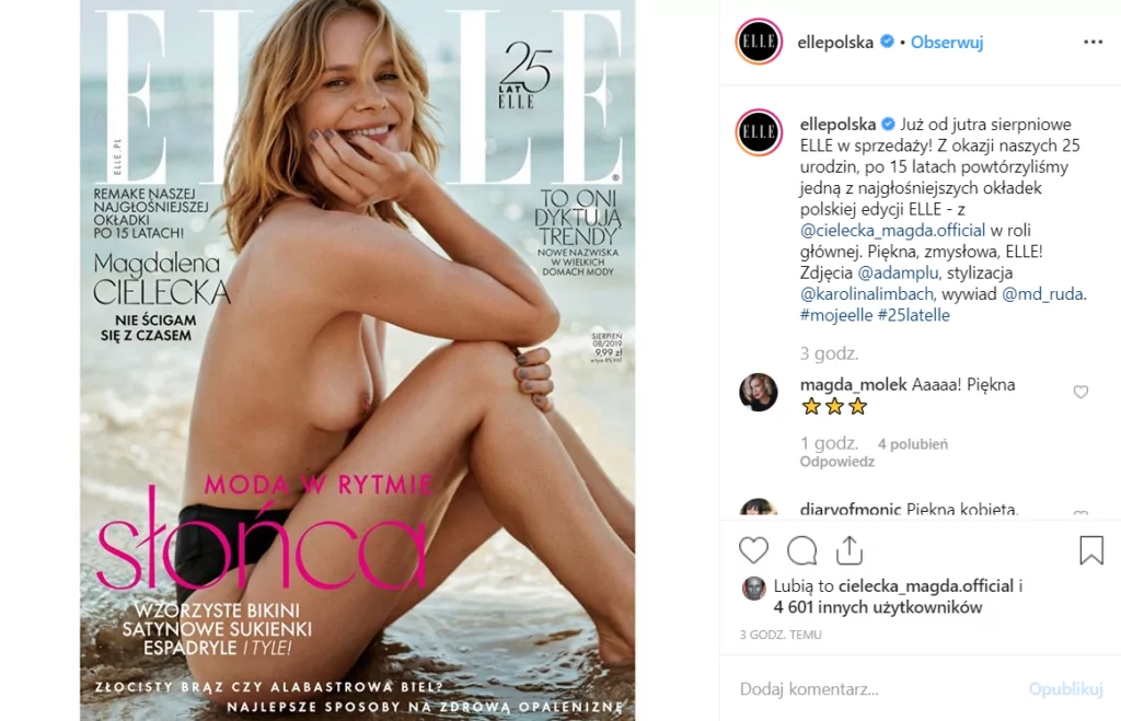 Magda Cielecka pokazała się nago na Instagram aktorka dodała zdjęcie z okazji 25-lecia "Elle". Ostatnio Cielecka wystąpiła w serialu TVN "Chyłka Zaginięcie"