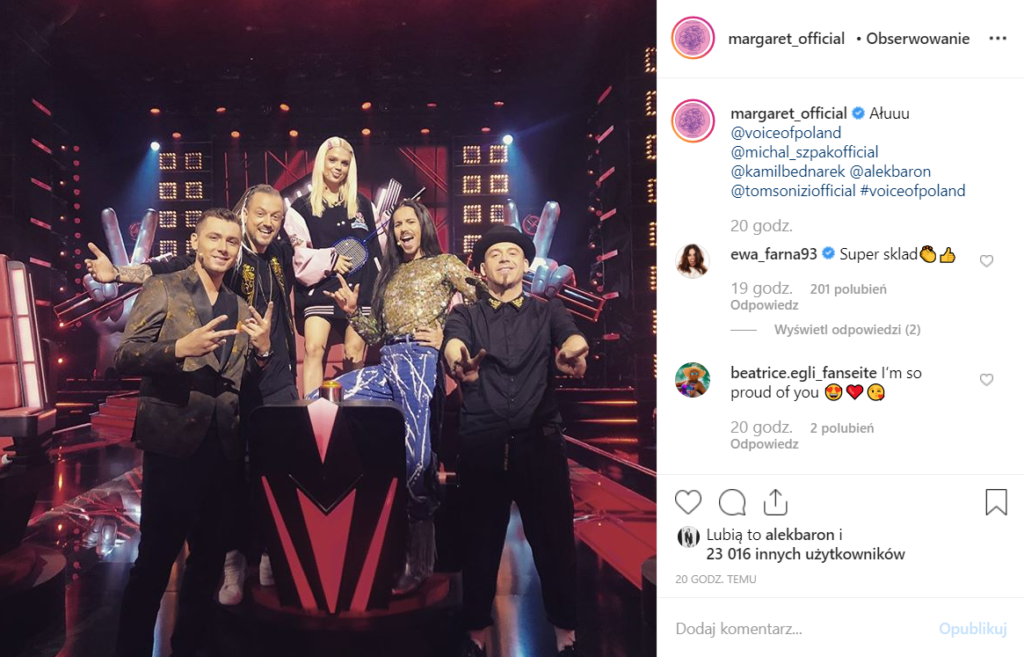 The Voice of Poland, kiedy premiera na TVP? Znamy już jurorów są to m. in. Margaret, Alek Milwiw Baron, czy Kamil Bednarek. Zobacz na Instagram.