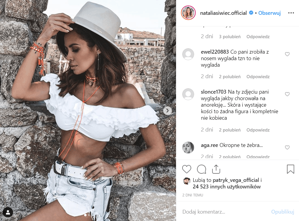 Natalia Siwiec przeraźliwie szczupła, czy to anoreksja? Miss Euro 2012 pokazała się na Instagram podczas wakacji na Mykonos.