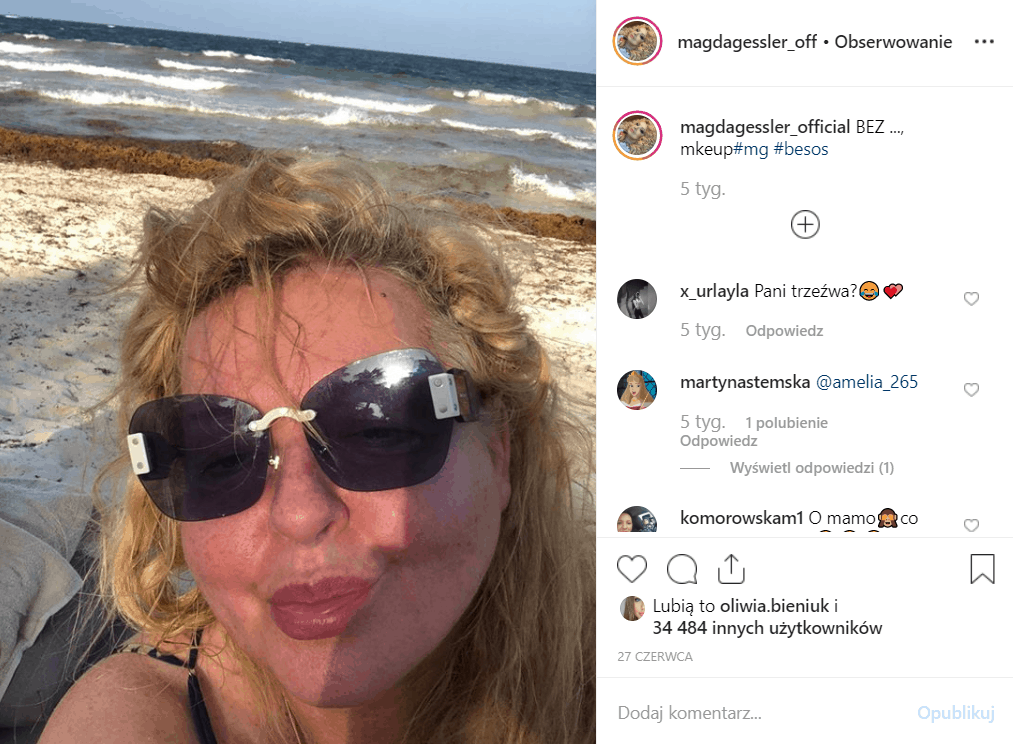 Magda Gessler pokazała się w bikini i bez makijażu na portalu Instagram. Prowadząca "Kuchenne rewolucje" w TVN wzbudziła tym zamieszanie wśród fanów.