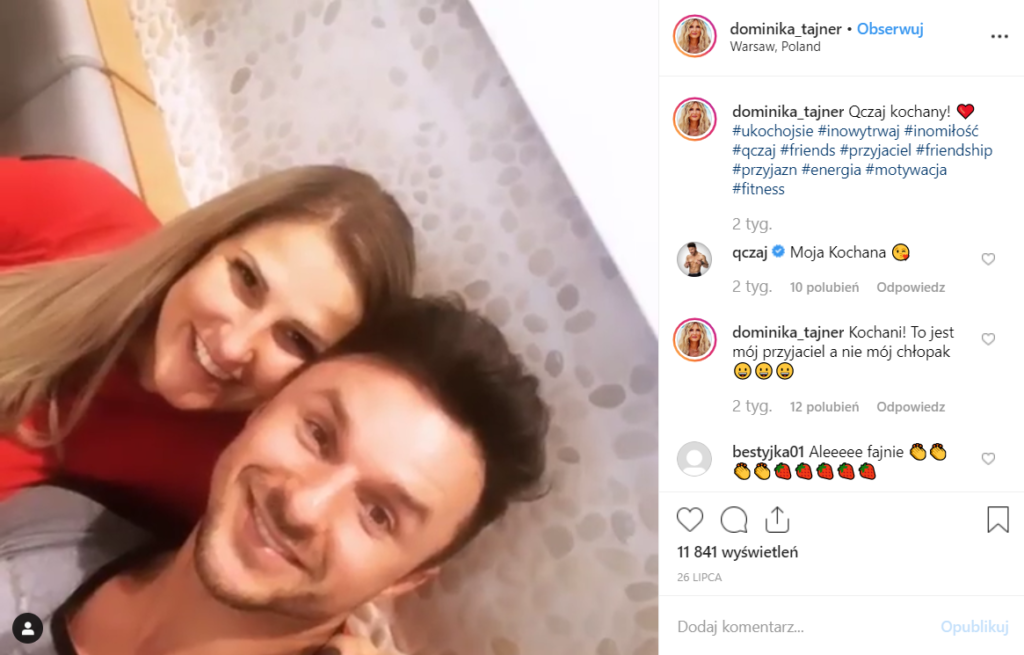 Michał Wiśniewski (Ich Troje) ośmieszony przez Tajner, rozwód w toku, Czy Qczaj to jej nowy wybranek? Dominika pokazała sie z nim na portalu Instagram.