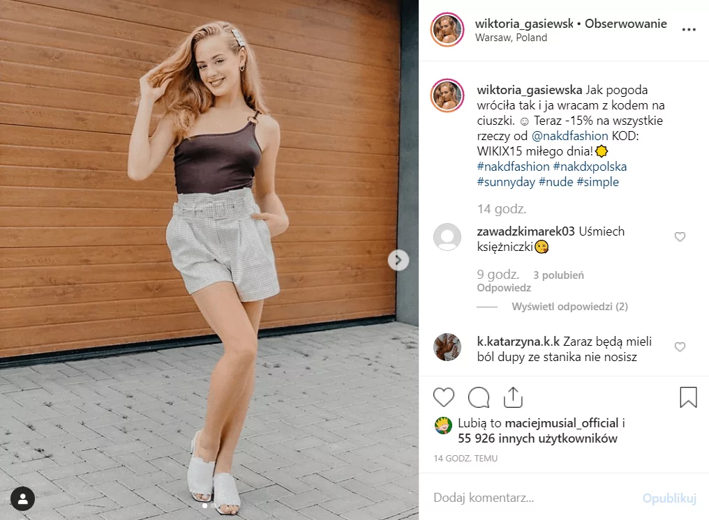 Wiktoria Gąsiewska (Rodzinka.pl, TVP) pokazała piersi na Instagram! Fani w większości są zachwyceni. Adam Zdrójkowski nie może narzekać.