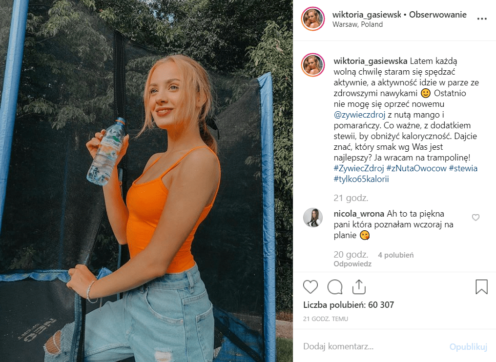 Wiktoria Gąsiewska (Rodzinka.pl, Barwy szczęścia, TVP) pokazała piersi na portalu Instagram. Jednak to co innego rozwścieczyło fanów.