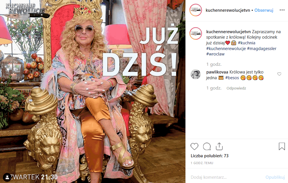 "Kuchenne rewolucje" i Magda Gessler odwiedzają Wrocław. Królowa TVN poinformowała o tym na swoim profilu Instagram. Co zastanie tam gwiazda "MasterChef"?