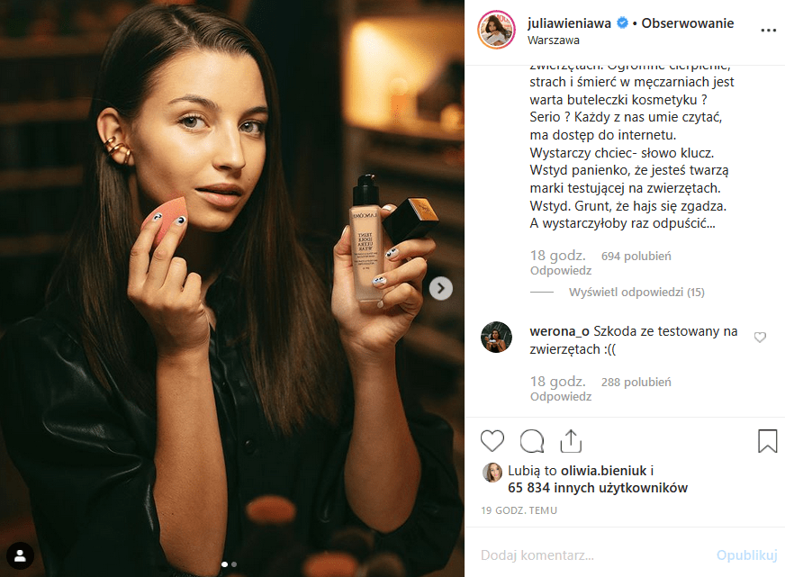 Instagram aktorki seriali "Rodzinka pl" i "Zawsze warto" (Polsat) znów zaszokował fanów. Czy wpadka, jaka zaliczyła Julia Wieniawa nauczy ją czegoś?