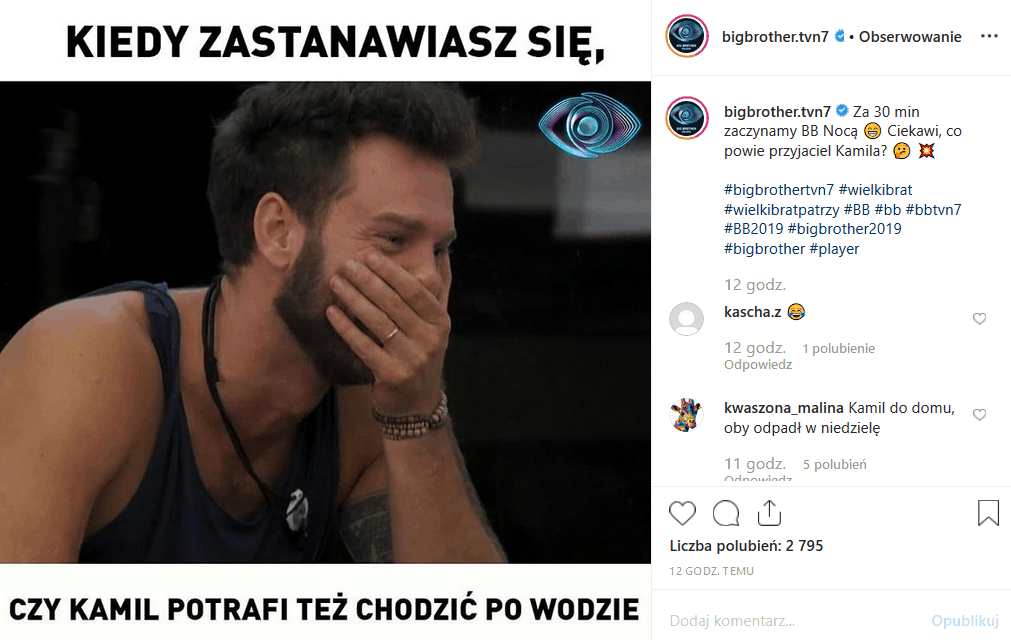 "Big Brother" na TVN 7 to plejada niezwykłych ludzi. Najbardziej niezwykły jest Kamil Lemieszewski. Instagram zalały memy o nim. Zobacz czemu.