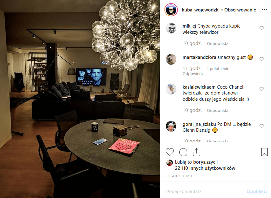 Wojewódzki ma nowy apartament. Król TVN kocha luksus, więc uwagę przykuł TV na którym host "Kuba Wojewódzki show" słucha Depeche Mode. Instagram się śmieje.