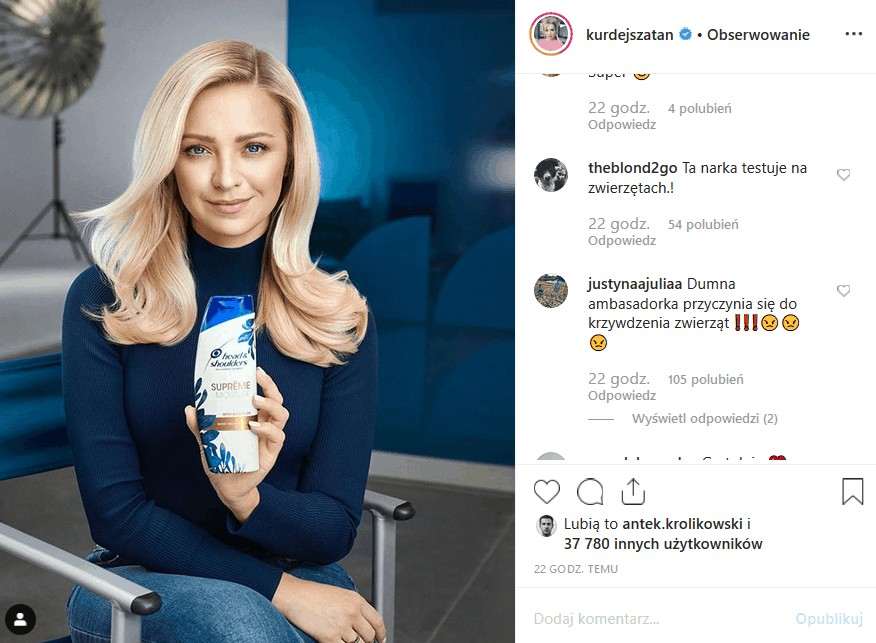 Wielka wpadka Kurdej Szatan! Gwiazda serialu "M jak miłość" i show "Taniec z gwiazdami" (Polsat) wzburzyła Instagram reklamą, w której wzięła udział.