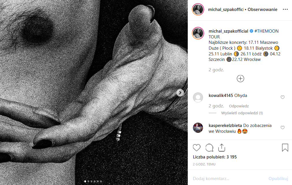 Michał Szpak ("The Voice of Poland", TVP2) wrzucił na Instagram zdjęcie nago. Część fanów muzyka, który zajął 2 miejsce w X-factor jest oburzona.