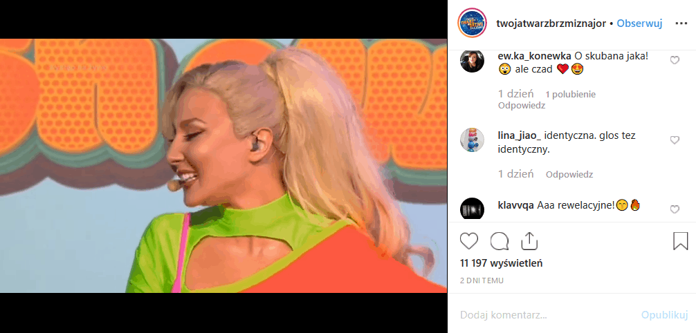 "Twoja twarz brzmi znajomo" TV Polsat wrzucił na Instagram filmik, na którym Kasia Ptasińska ("Na Wspólnej") wciela się w Cleo. Podobieństwo jest szokujące!