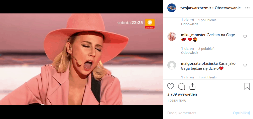 Już dziś premiera nowego odcinka "Twoja twarz brzmi znajomo" (Polsat). Kasia Ptasińska wcieli się w Lady Gagę. Czy porwie Facebook i Instagram jak ostatnio?ostatnio?