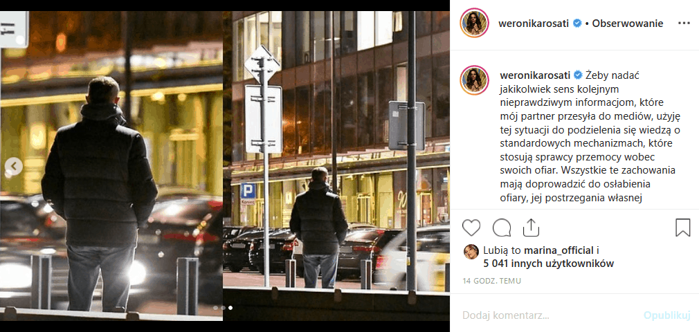 Konflikt Rosati - Śmigielski trwa. Gwiazda TVN i Polsat ("Zawsze warto) opublikowała na portalu Instagram zdjęcia mężczyzny pod jej domem. Ten zaprzecza.