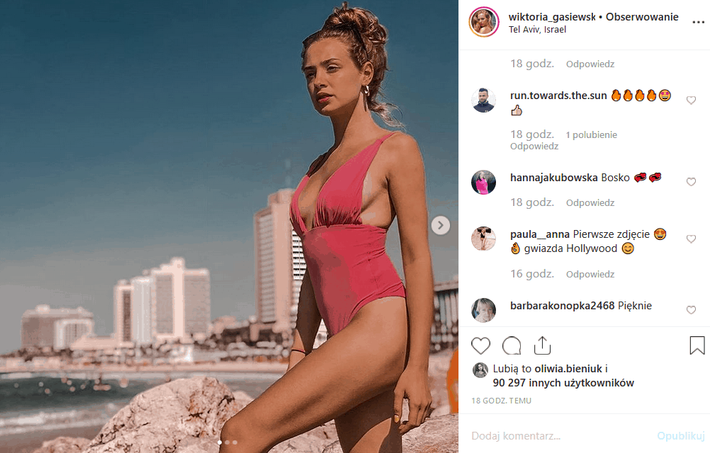 WIktoria Gąsiewska ("Rodzinka pl", TVP2) nie w bikini, ale i tak oszałamiająca. Adam Zdrójkowski zrobił jej serię zdjęć przez które Instagram oszalał.