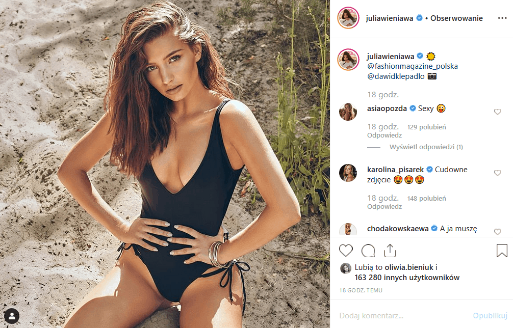 Julia Wieniawa pokazała ciało w najnowszej sesji. Instagram oszalał na widok aktorki seriali "Rodzinka pl" (TVP2) i "Zawsze warto" (Polsat)