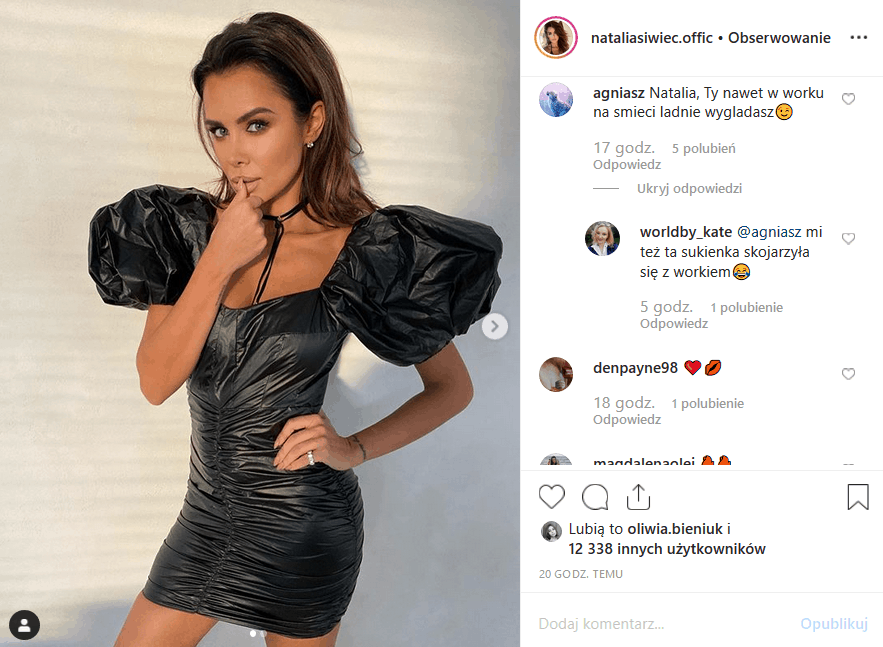 Instagram nie wie, to, co pokazała Natalia Siwiec to wpadka. Miss Euro 2012, gwiazda magazynów Playboy i CKM założyła na siebie sukienkę z worka na śmieci?