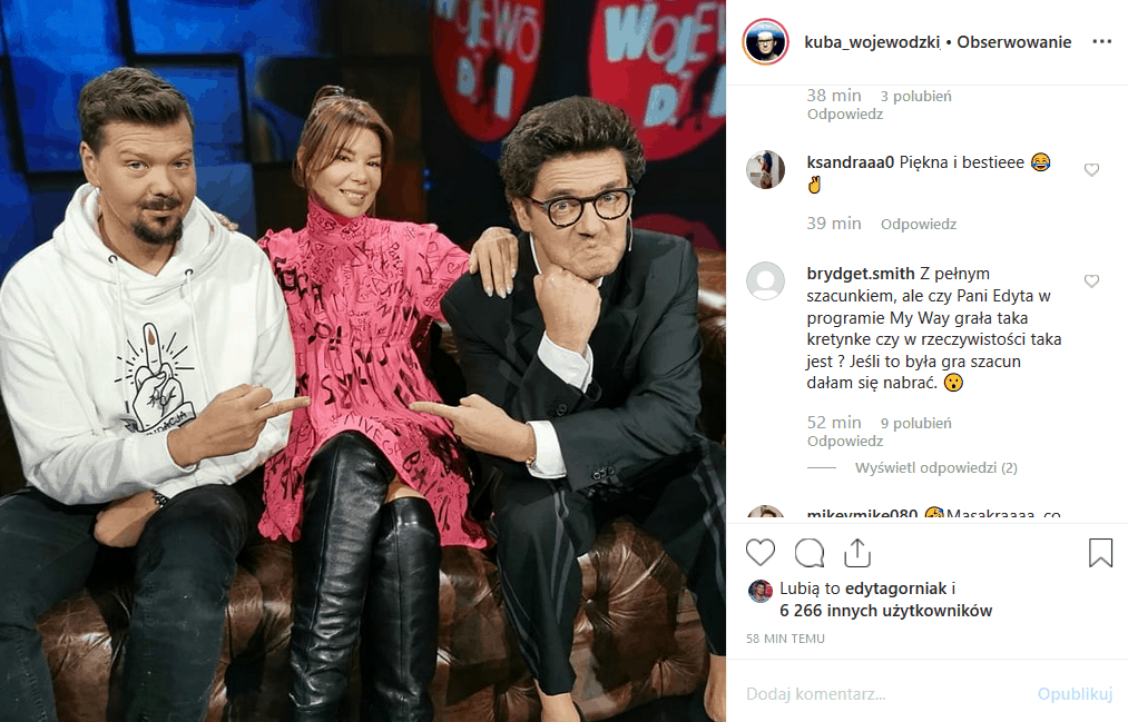 Edyta Górniak ("To nie ja") odwiedzi "Kuba Wojewódzki show", bo jej program "My way" kuleje. Instagram twierdzi, że nawet Król TVN go nie uratuje.