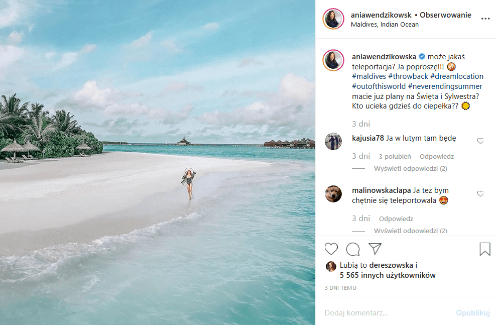 Anna Wendzikowska wrzuciła na Insta nowe zdjęcie. Gwiazda "M jak miłość" (TVP2) i "Dzień dobry TVN" spaceruje po rajskiej plaży odganiając zimę