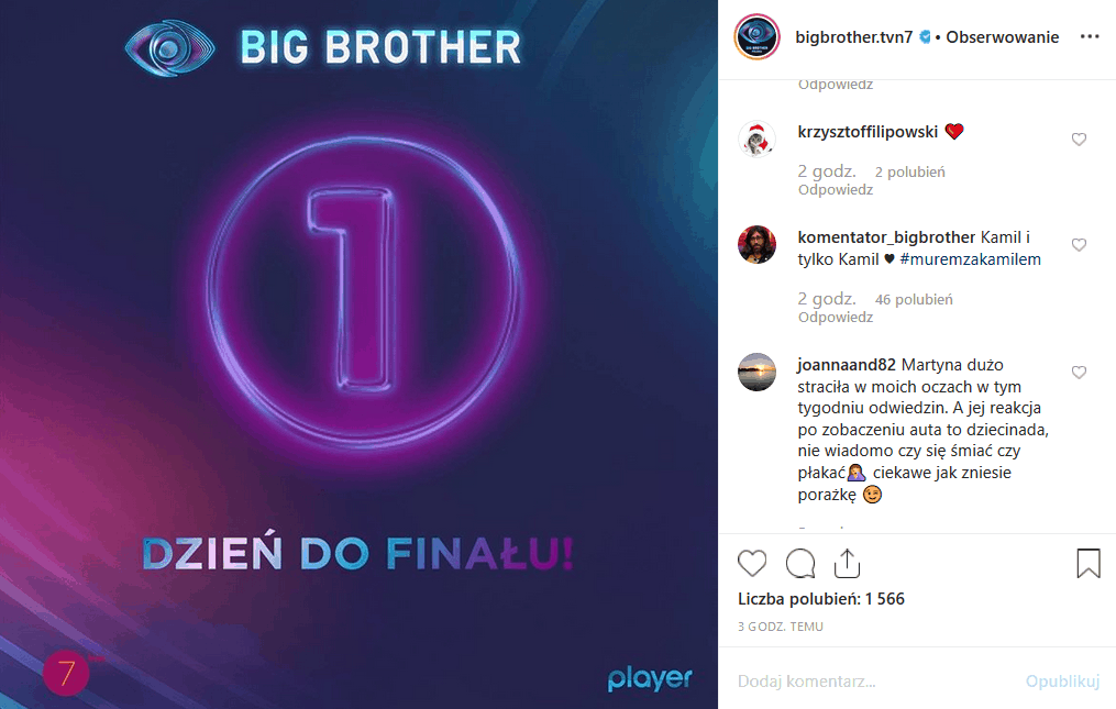 Jutro finał show "Big Brother" (TVN7). Fani na portalach Facebook i Instagram chcą, by wygrał Kamil Lemieszewski, ale obawiają się ustawienia wyników