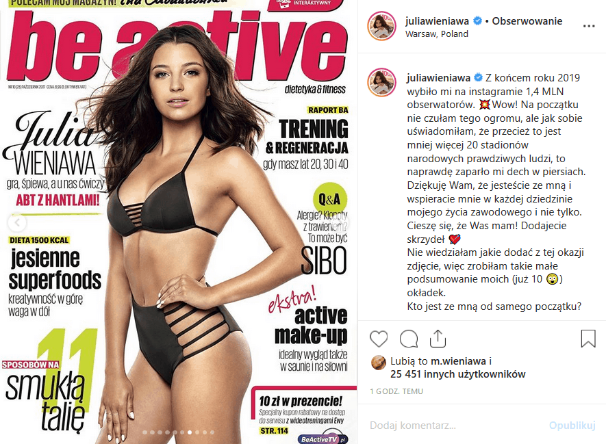 Wieniawa w bikini świętuje 1,4 mln fanów na Insta. Gwiazda seriali "Zawsze warto" (Polsat) i "Rodzinka pl" (TVP2) pokazała fanom swoje sesje okładkowe