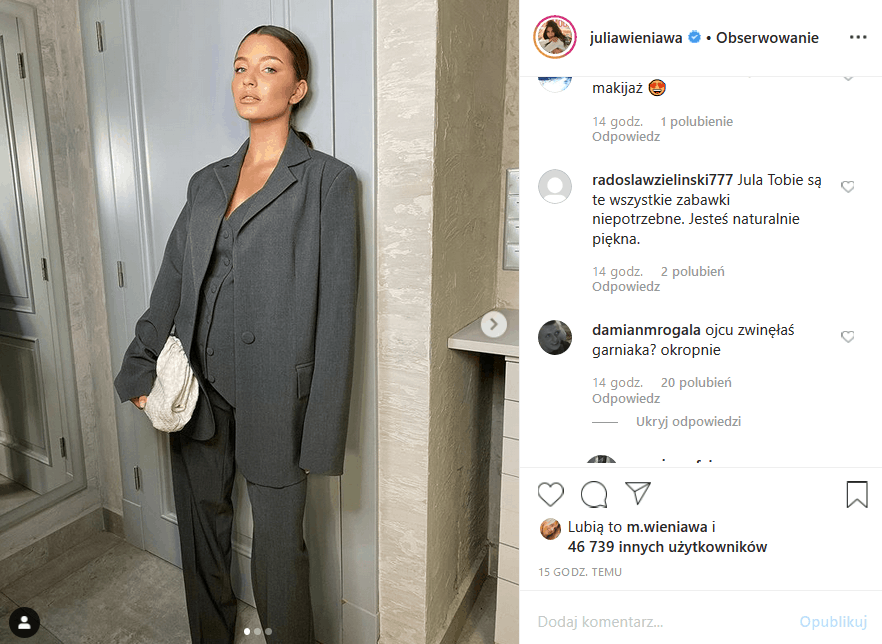 Wieniawa wrzuciła na Instagram swój nowy look, ale fani twierdzą, że to wpadka. Gwiazda seriali "Rodzinka pl" (TVP2) i "Zawsze warto" (Polsat) przesadziła?