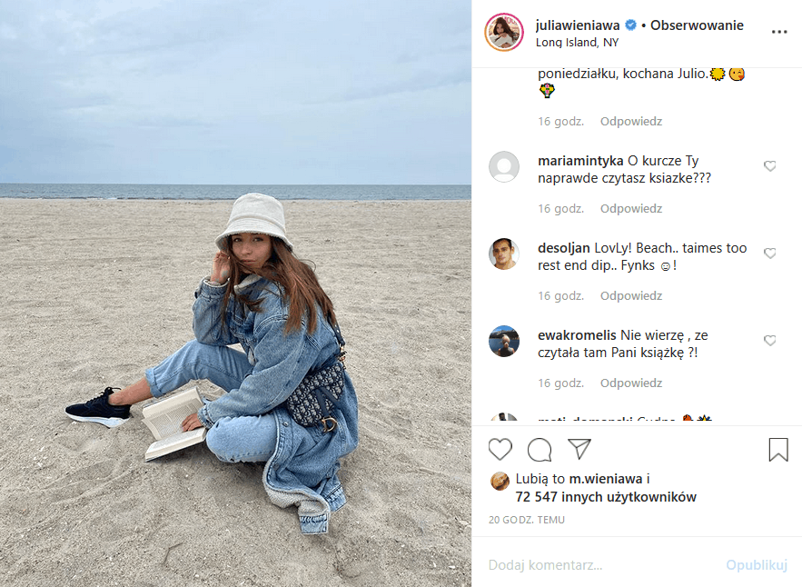 Julia Wieniawa wrzuciła na Insta zdjęcie z ksiażką, ale fani nie kupili tego i wyśmiali gwiazdę seriali „Zawsze warto” (Polsat) i „Rodzinka pl” (TVP2)