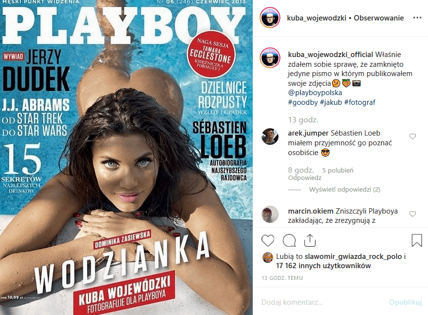 Wojewódzki pochwalił się na Insta, że jego pasją jest fotografia. Król TVN był autorem sesji dla magazynu Playboy, a jego modelką była Wodzianka.