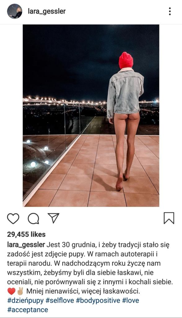 Lara Gessler której matką jest prowadząca Kuchenne Rewolucje Magdalena Gessler pokazała na  swoim profilu Instagram nagie pośladki.To jej nowa tradycja.