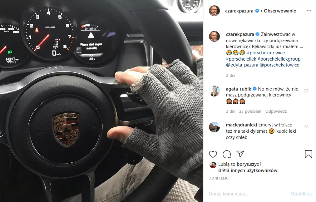 Cezary Pazura zarabia dużo (filmy, standup, Youtube), więc stać go na nowe Porsche, którym pochwalił sie na Insta, ale zaliczył wpadkę i przeżył dramat