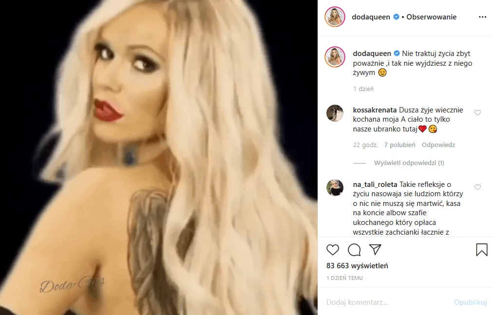 Seksowna Doda, wokalistka "Virgin" kusi na Insta, ale fani martwią się o jej stan zdrowia, bo wiadomo, że trapi ją poważna choroba