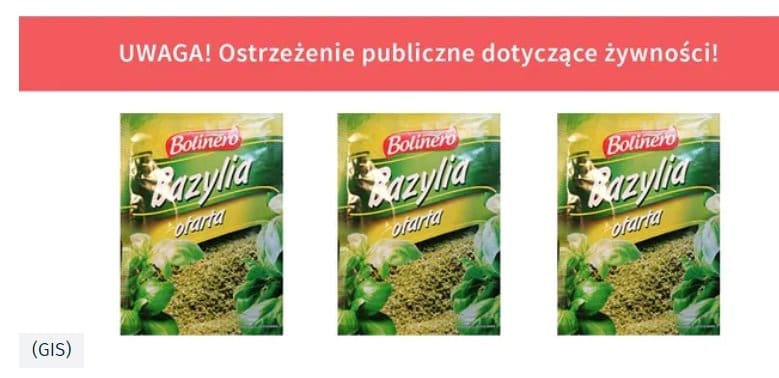 Gis ostrzega: w bazylii może znajdować się salmonella powodująca ostre zatrucie pokarmowe, bakterię wykryto w produkcie Bolinero "Bazylia otarta"