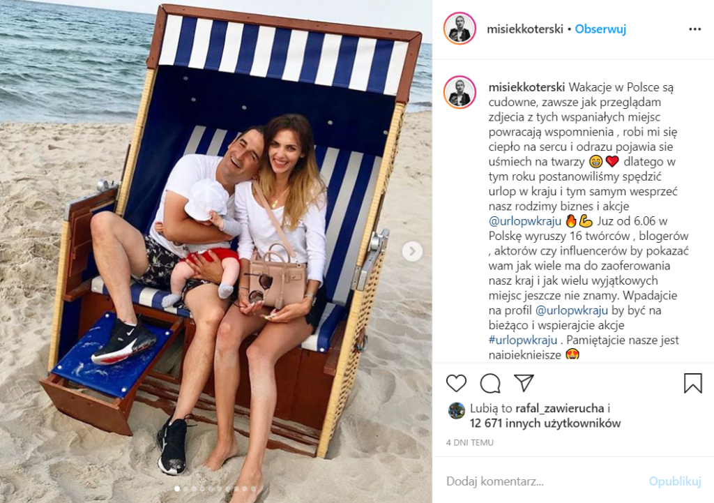 Misiek Koterski tak jak wiele innych gwiazd przyłączył się na Instagram do akcji urlop w kraju, żeby wspomóc branżę turystyczną, którą dotknął koronawirus.