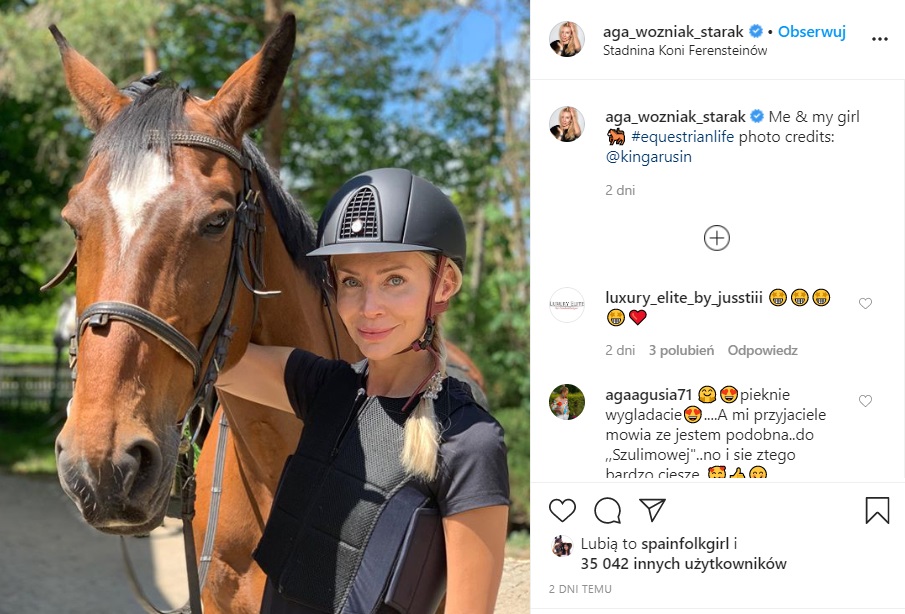 Agnieszka Woźniak-Starak przeżyła śmierć męża i staje się coraz bardziej szczęśliwa co widać gdy wrzuca zdjęcia na Instagram, jej hobby to jazda konna