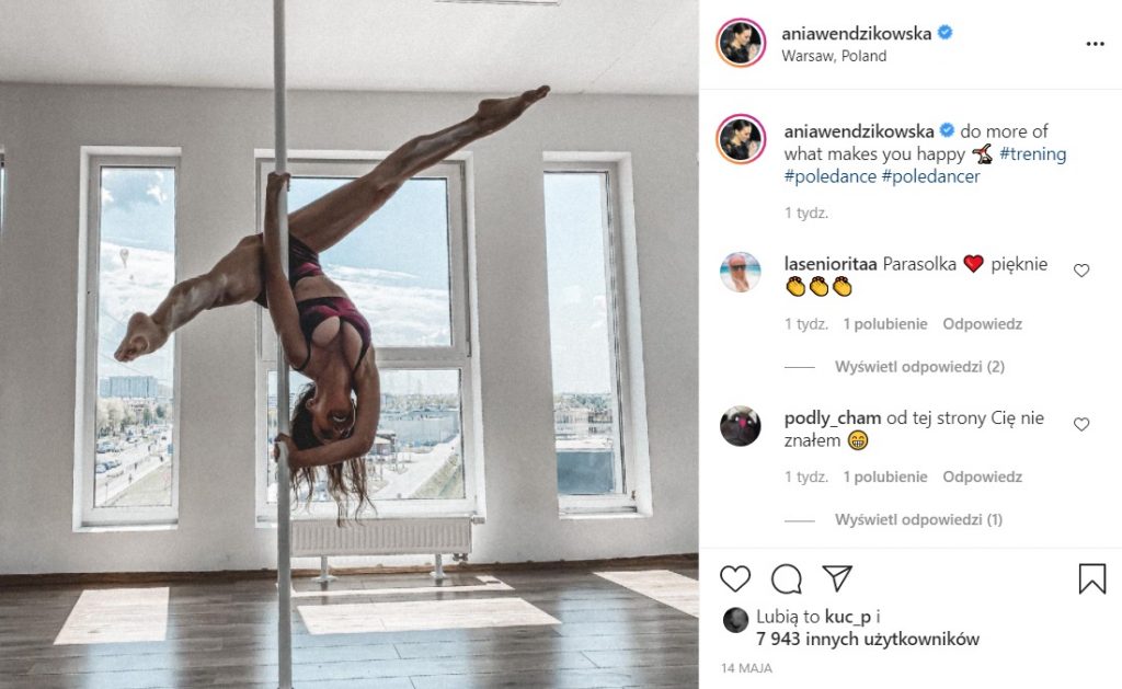 Anna Wendzikowska trenuje Pole Dance, efektami podzieliła się na Instagramie