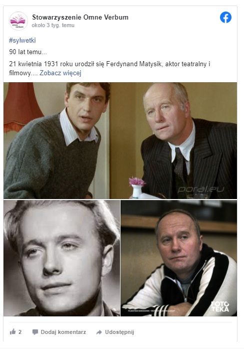 Ferdynand Matysik nie żyje, aktor teatralny i filmowy znany był między  innymi z serialu "Świat według Kiepskich" oraz licznych filmów
