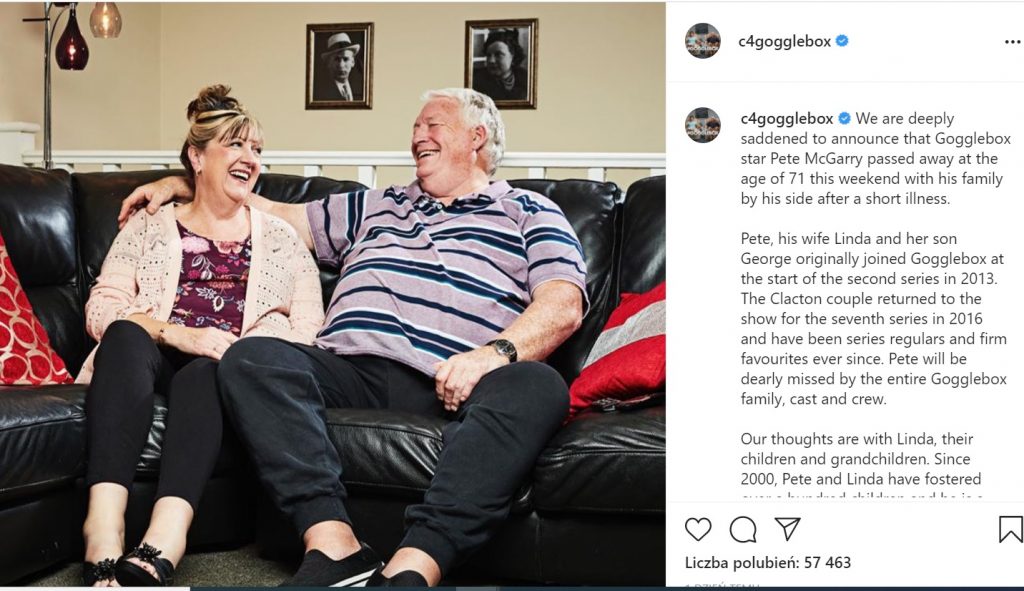 Przekazano tragiczną wieść o uczestniku brytyjskiej wersji programu Gogglebox, Pete McGarry nie żyje. Widzowie są w szoku.