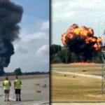 Dramatyczne sceny na lotnisku Southend w hrabstwie Essex. Mały samolot pasażerski Beechcraft B200 rozbił się chwilę po oderwaniu od pasa startowego.