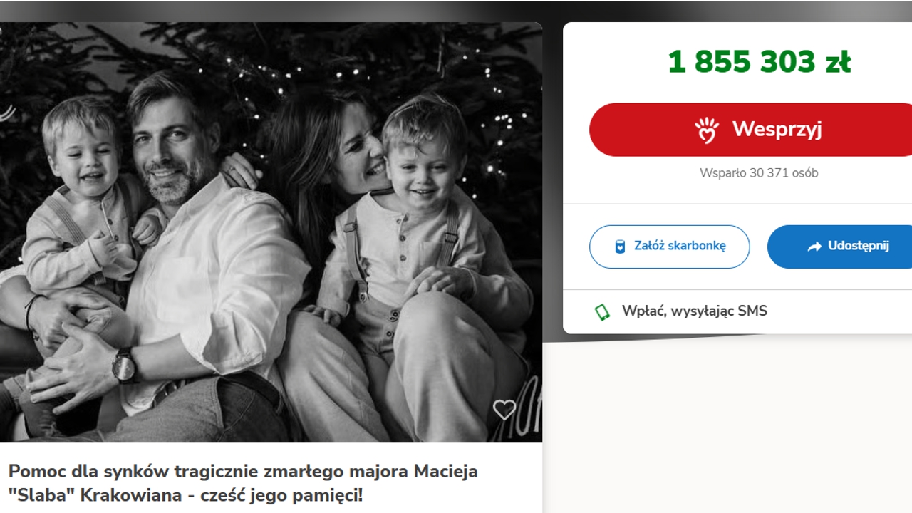 Tragedia w Radomiu wstrząsnęła całą Polską. Major Maciej „Slab” Krakowian, doświadczony pilot F-16 i dowódca zespołu Tiger Demo Team Poland, zginął podczas przygotowań do Air Show. W jednej chwili żona straciła męża, a czteroletni bliźniacy – ukochanego ojca. Polacy nie pozostali obojętni: ruszyła zbiórka, której efekty przerosły najśmielsze oczekiwania.